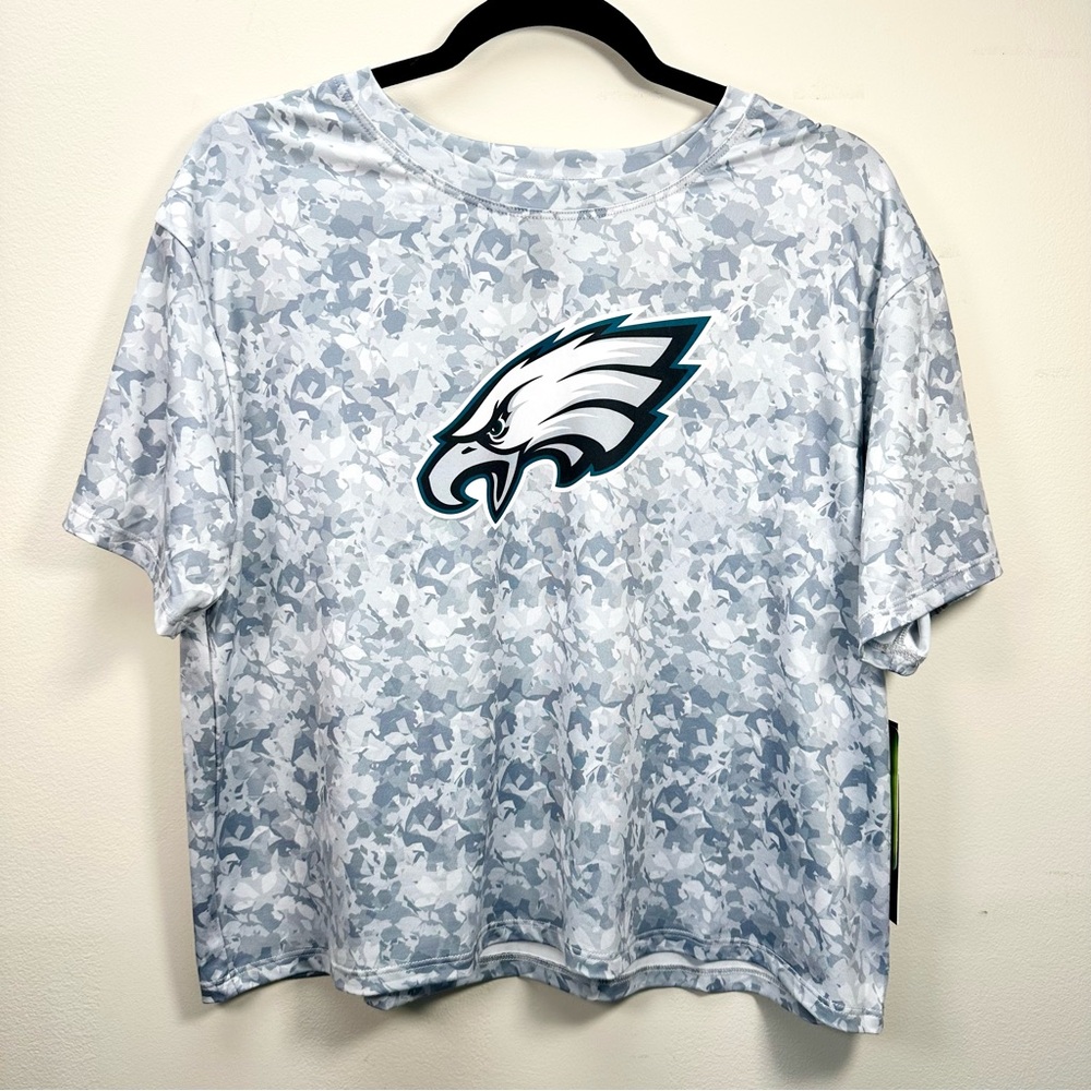 Women's Philadelphia Eagles Certo Gray Cropped Turnout Shirt, Medium - Picture 3 of 11